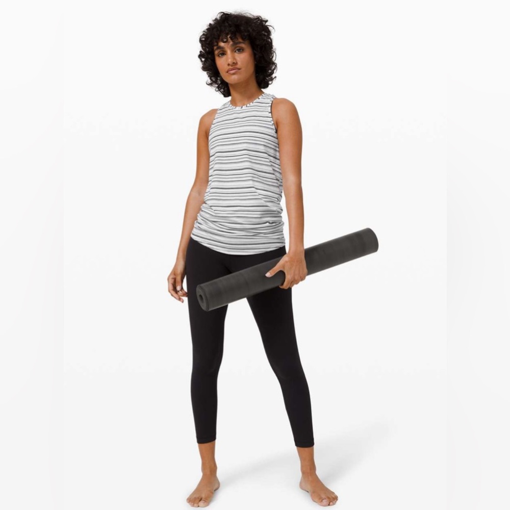 Lululemon all tied up tank - black and whir striped